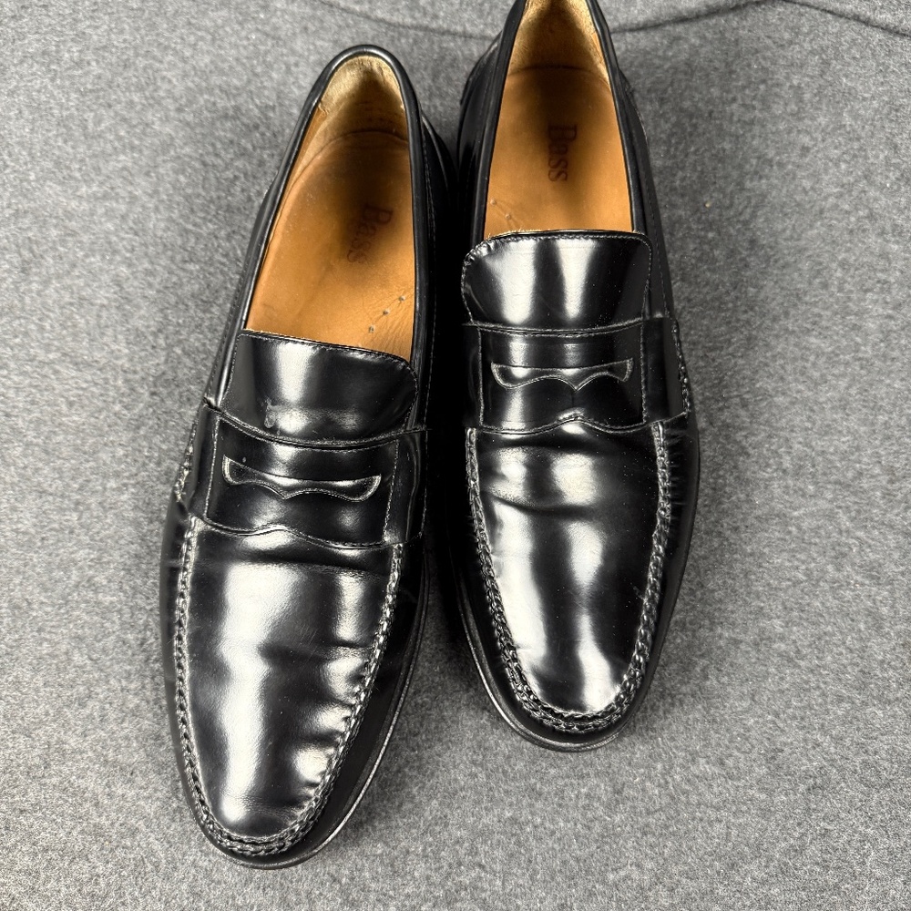 Bass Dover Black Leather Loafers Size 11M